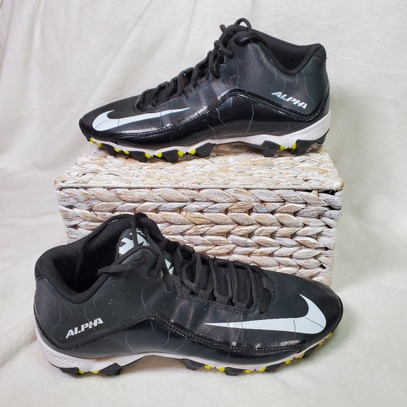 Nike Alpha Shark 2 3/4 Football Cleats Mens 11 Black &...